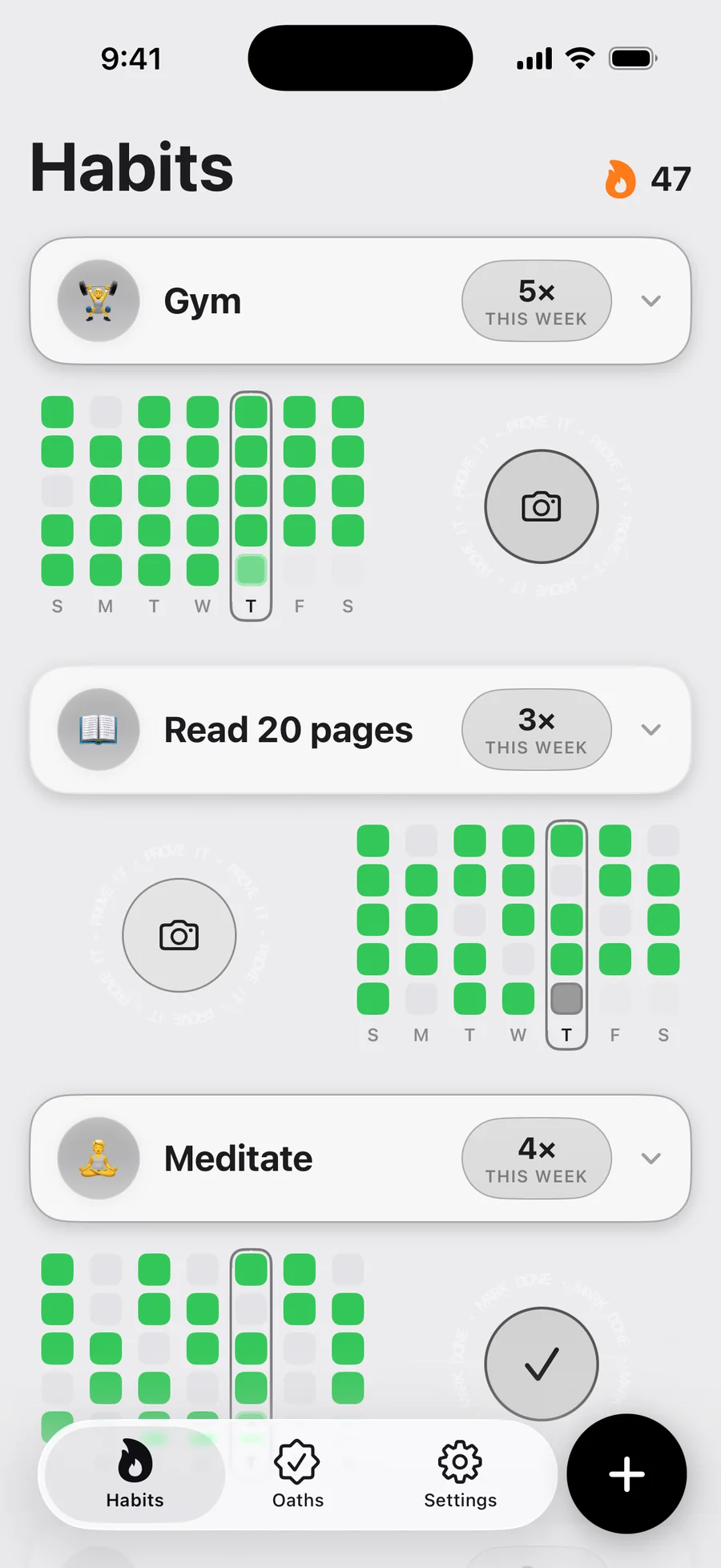 Habits in light mode