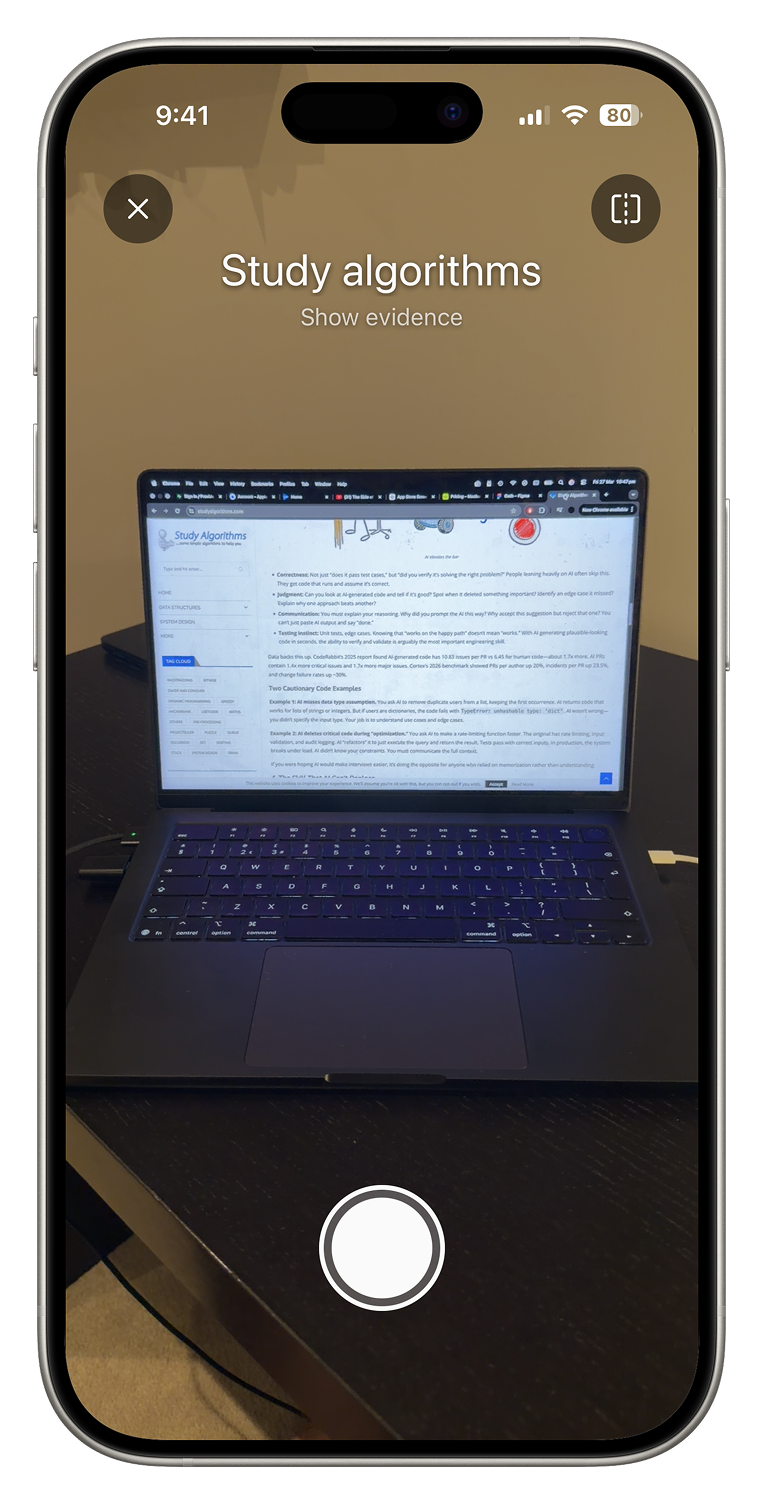 Prove it — AI camera verification screen