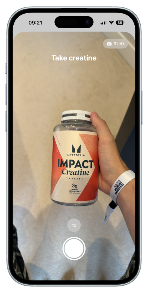 Prove it — live in-app camera capturing photo proof for AI verification